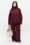 Merino Wool Roll Neck Side Split Knit  Plum Red  hi-res