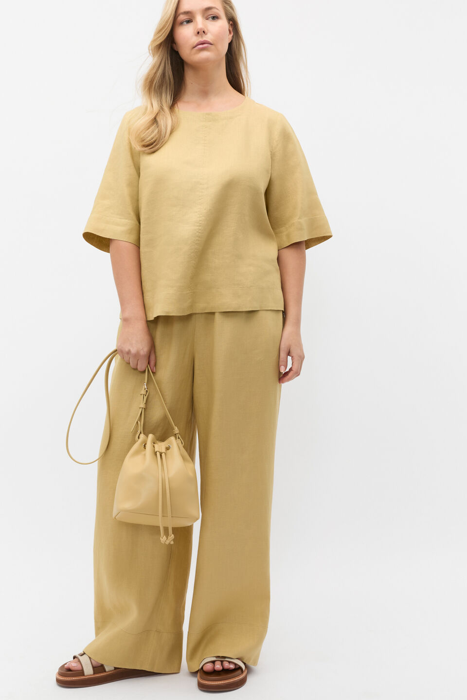 Core Linen Casual Tie Pant  Honey