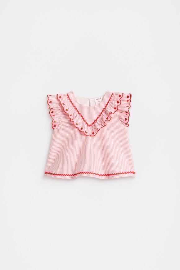 Stripe Scallop Top  Strawberry Red  hi-res