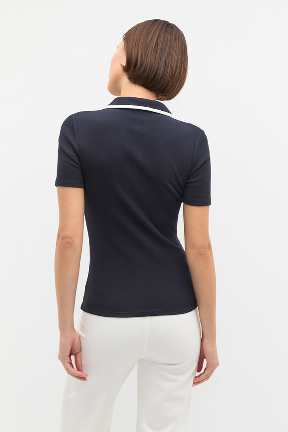 Contrast Rib Short Sleeve Polo  Twilight Blue  hi-res