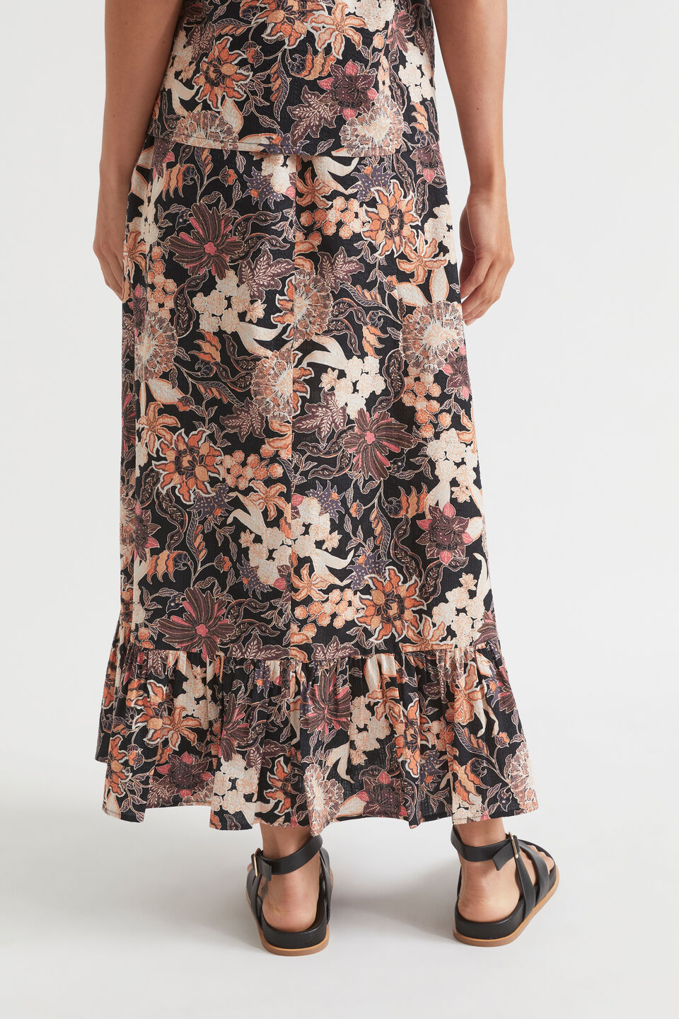 Floral Midi Skirt  Peach Bloom Floral