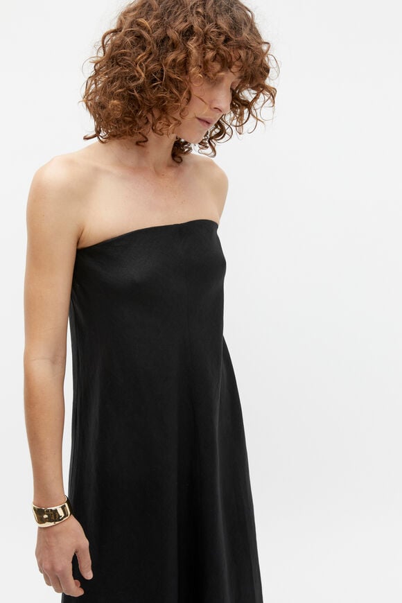 Core Linen Strapless Maxi Dress  Black  hi-res
