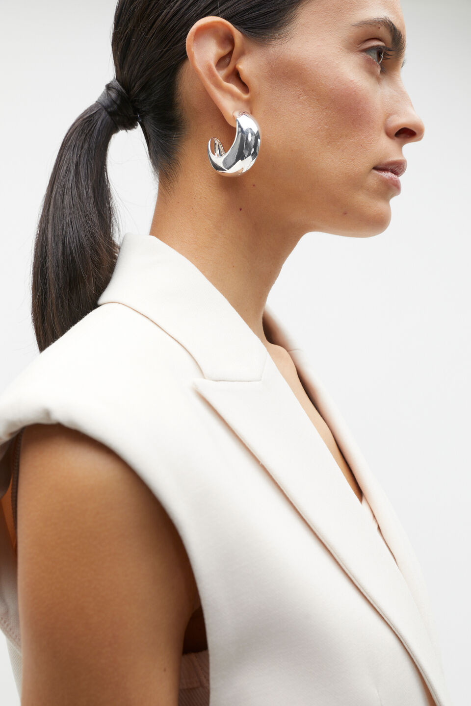 Wide Puff Hoop  Silver