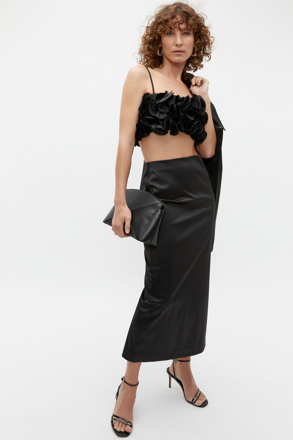 Sateen Rosette Bustier  Black