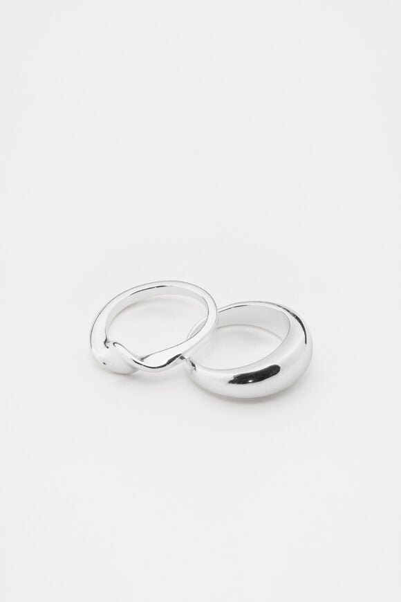 Sculptural Twist Ring Set  Silver  hi-res