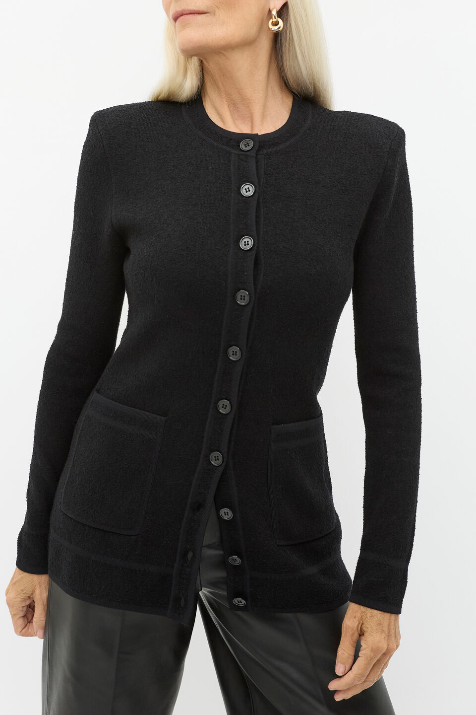 Boucle Fitted Cardigan  Black