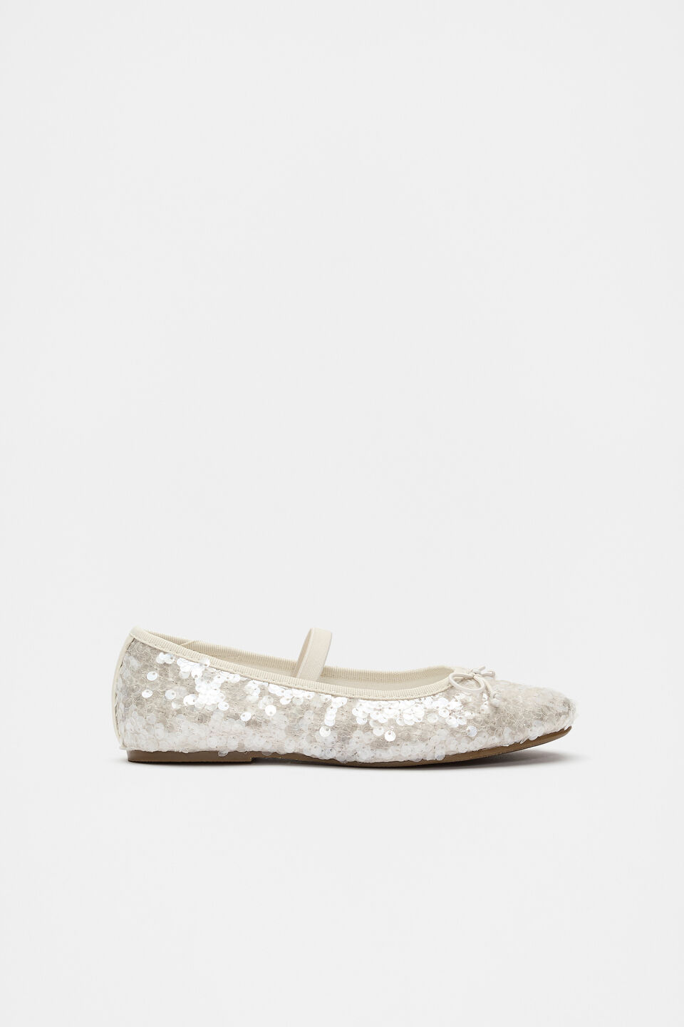 Sequin Bow Party Ballet  Cream