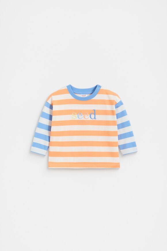 Long Sleeve Stripe Logo Tee  Apricot  hi-res