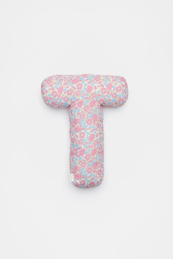 Ditsy Floral Initial Cushion  T  hi-res