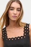 Linen Embroidered Crop Tank  Black  hi-res