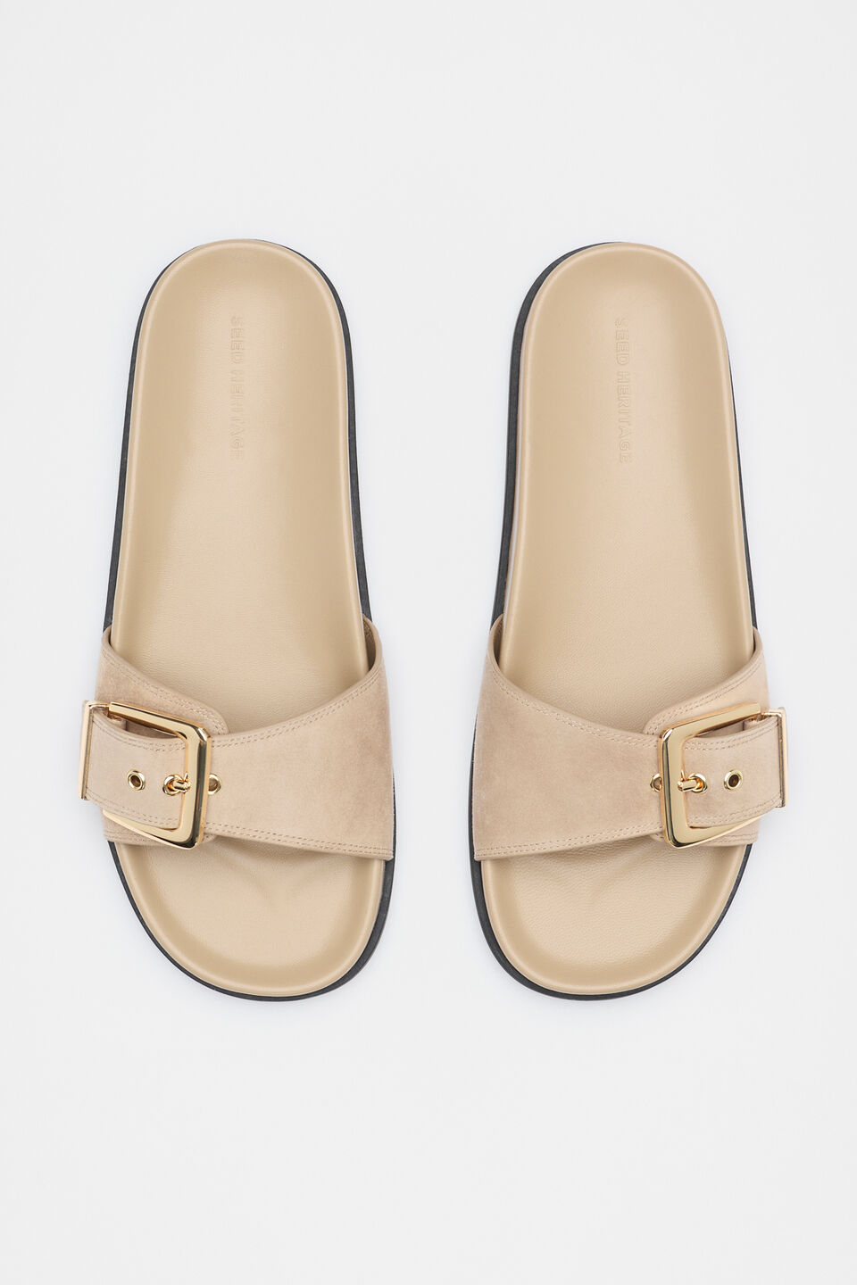 Asher Buckle Slide  Iced Latte Suede