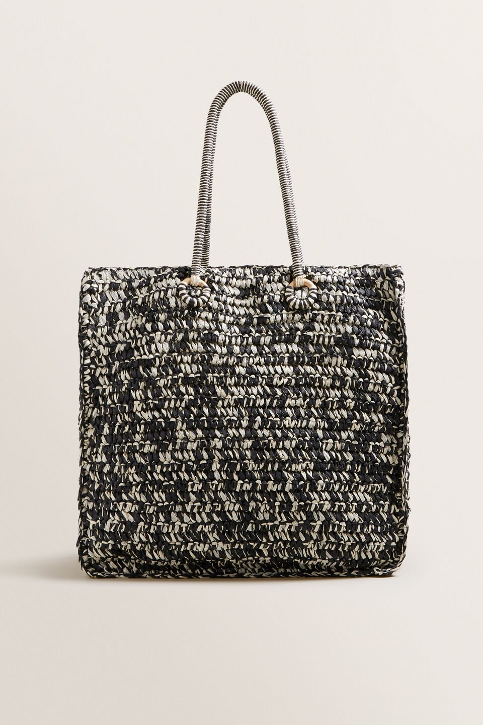 Two Tone Straw Tote  
