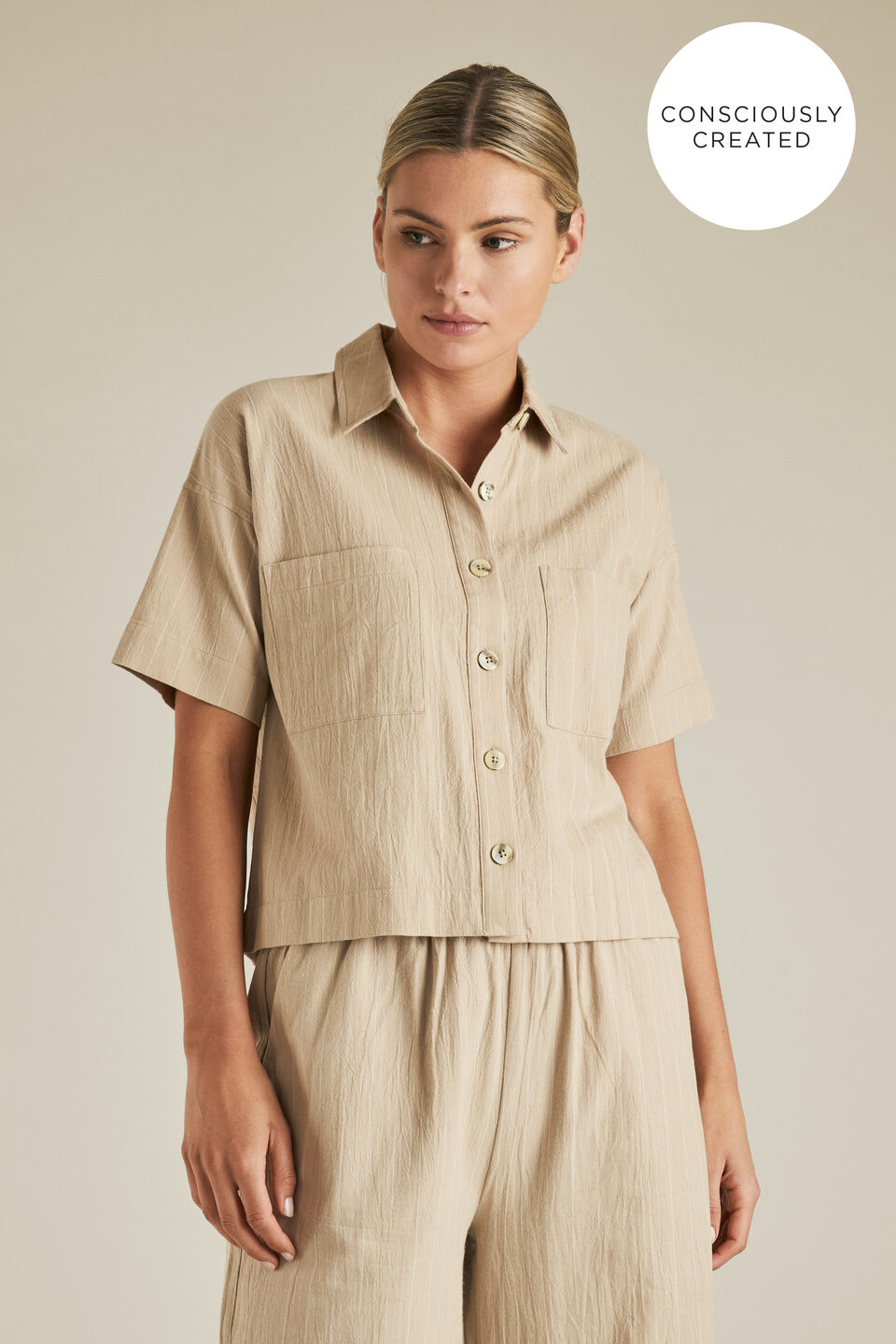 Sustainable Stripe Crop Shirt  