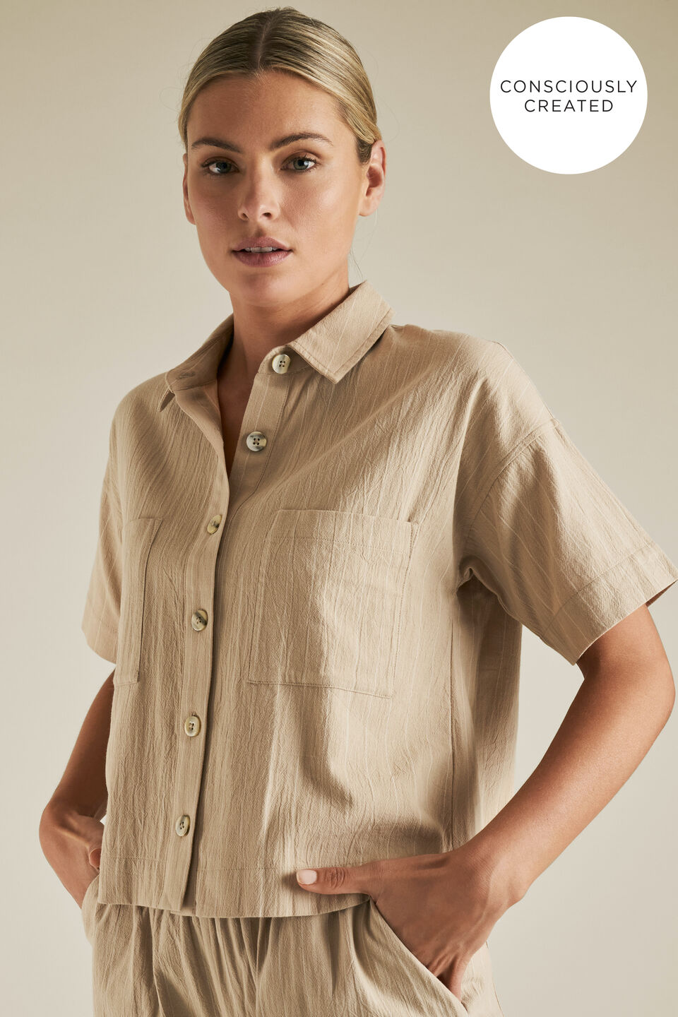 Sustainable Stripe Crop Shirt  