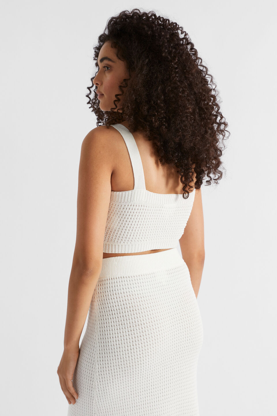 Crochet Knit Crop  Cloud Cream