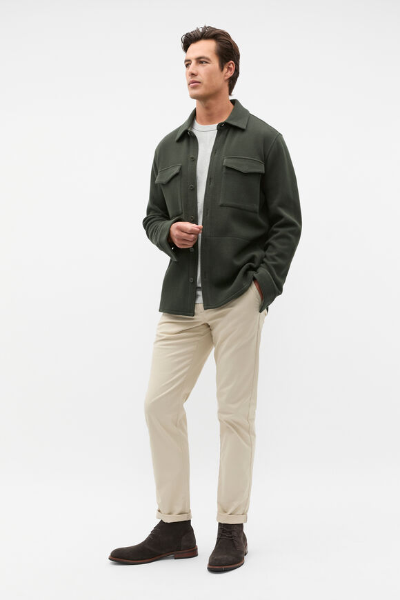 Pique Knit Overshirt  Dark Khaki  hi-res