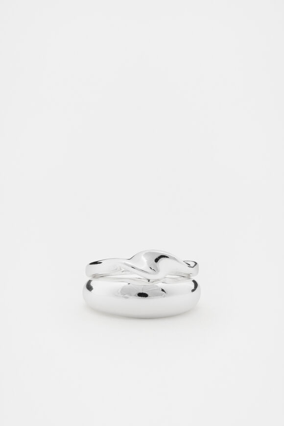 Sculptural Twist Ring Set  Silver  hi-res