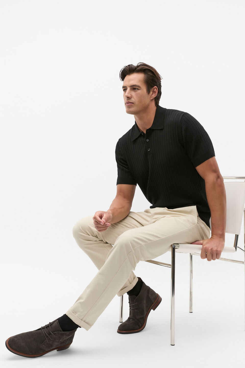 Merino Wool Polo  True Black