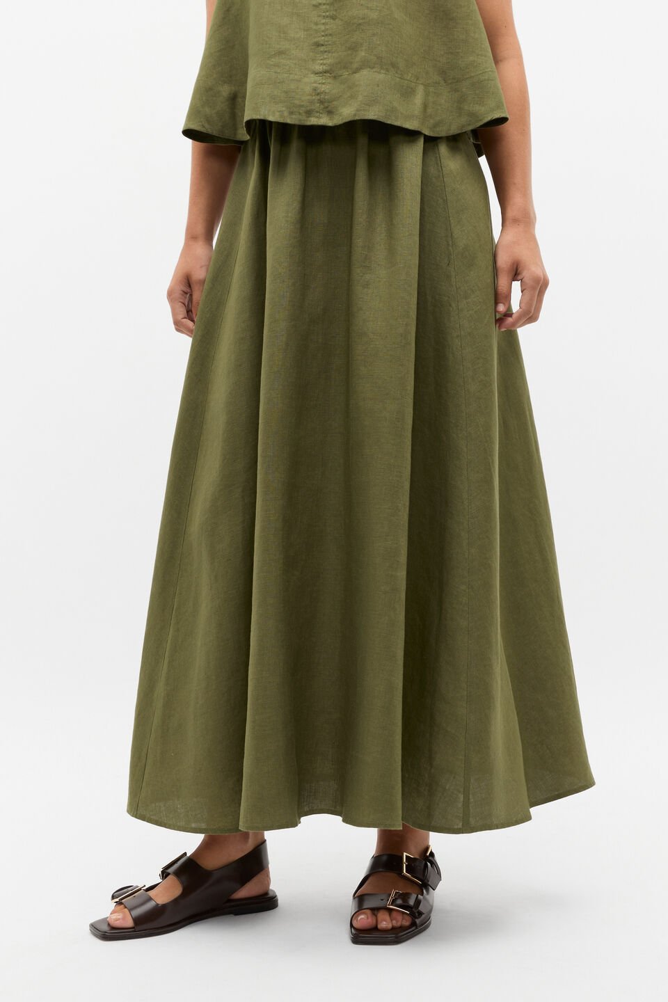 Linen Voluminous Skirt  Rainforest