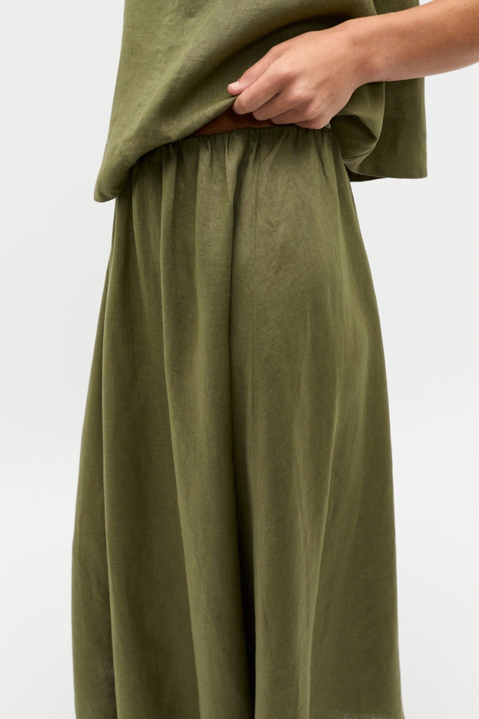 Linen Voluminous Skirt  Rainforest