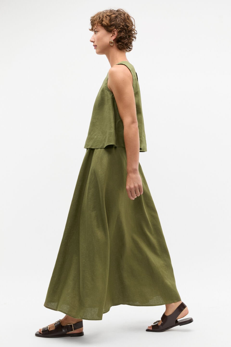 Linen Voluminous Skirt  Rainforest