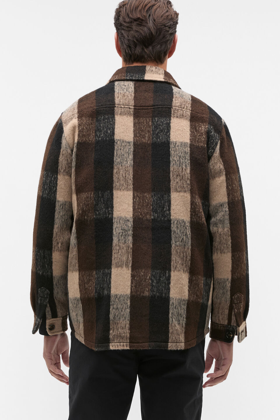 Brushed Check Overshirt  Dark Espresso