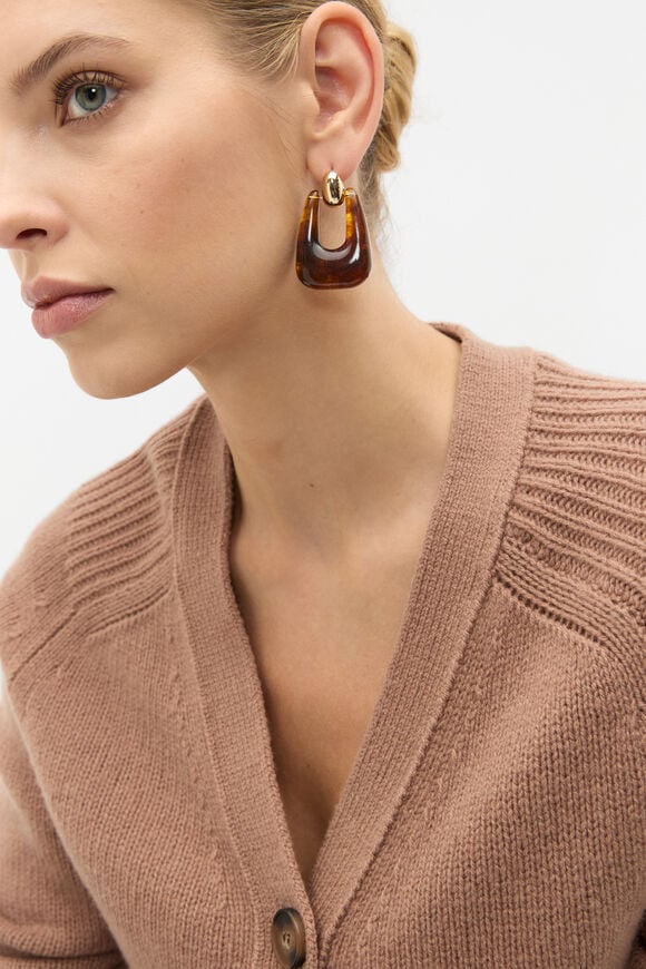 Merino Wool V Neck Pocket Cardigan  Amaretto  hi-res