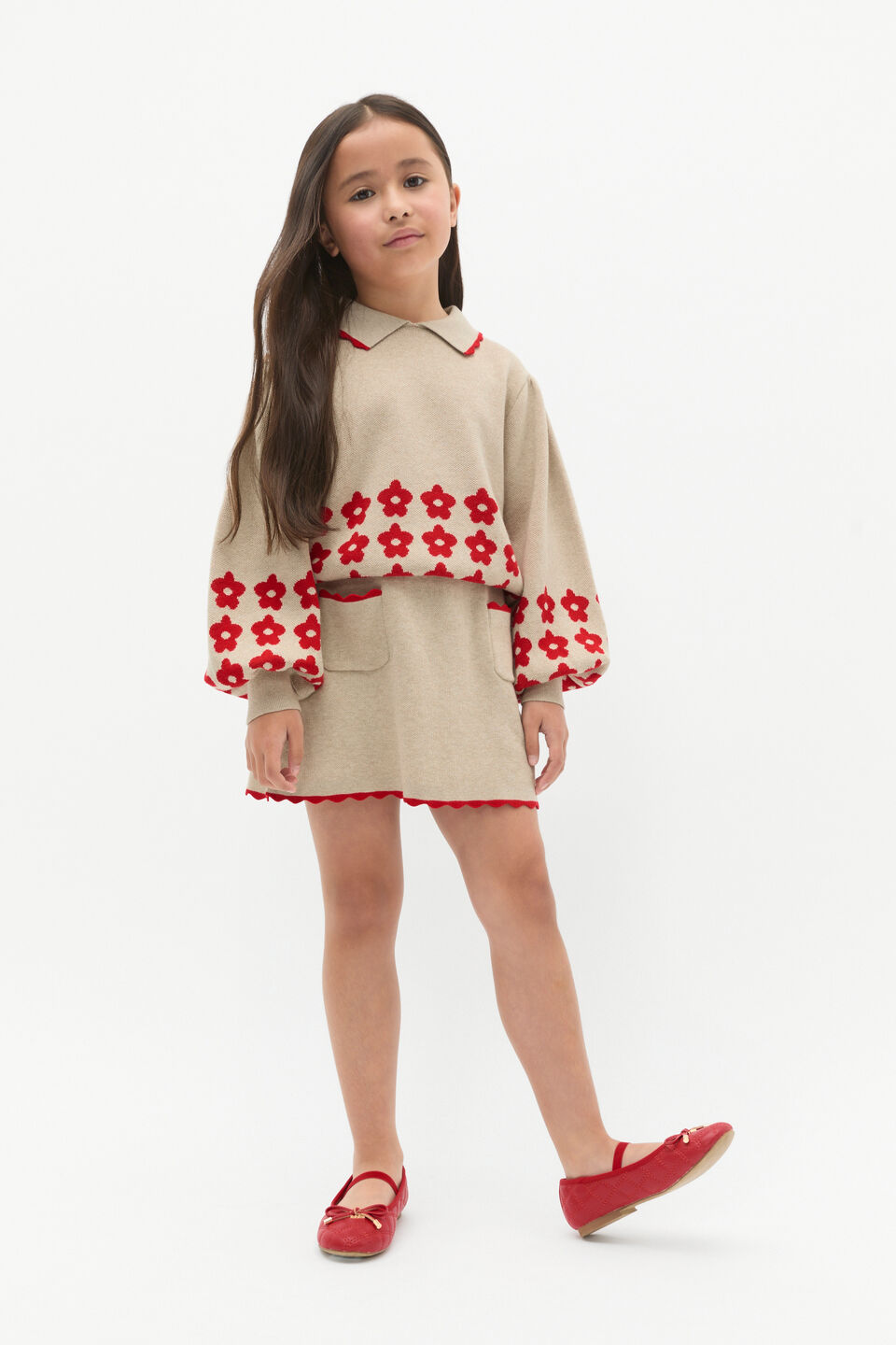 Collar Knit Sweater  Caramel Marle