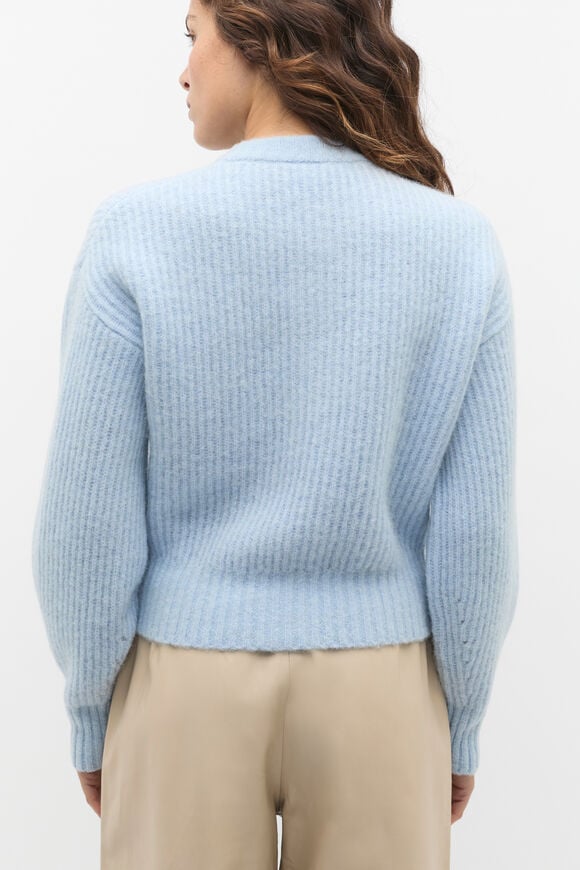 Lofty Rib Crew Neck Cardigan  Ice Blue Marle  hi-res
