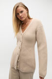 Structured Rib Button Cardigan  Latte Marle  hi-res