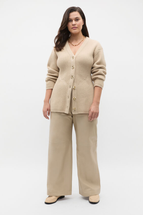 Structured Rib Button Cardigan  Latte Marle  hi-res