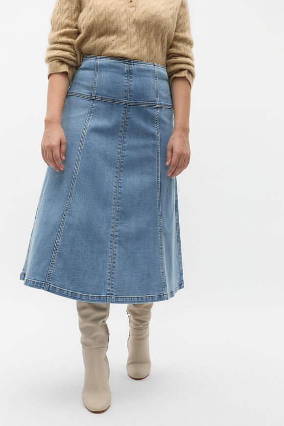 Denim Fit Flare Skirt  Ice Blue Wash  hi-res