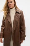 Leather Belted Trench Coat  Maple  hi-res