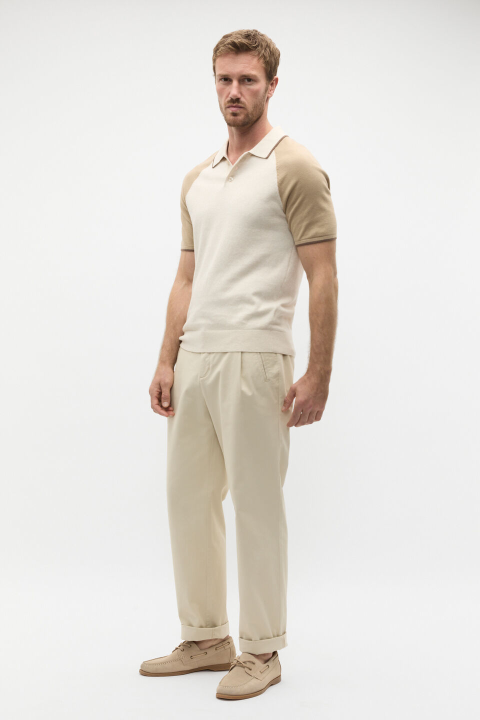 Colourblock Polo  Cool Stone Marle