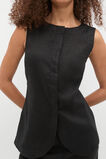 Linen Concealed Placket Vest  Black  hi-res