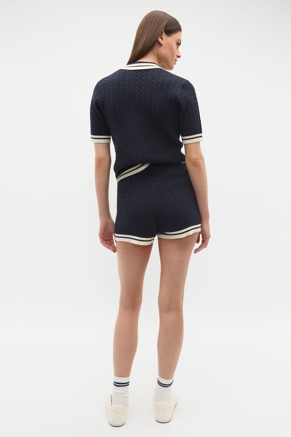 Cable Knit Short  Twilight Blue