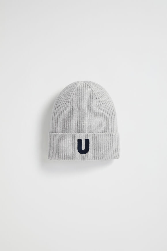 Rib Initial Beanie  U  hi-res