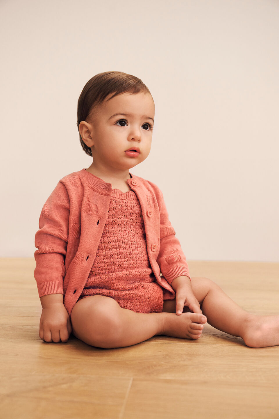 Apples Knit Cardigan  Desert Rose