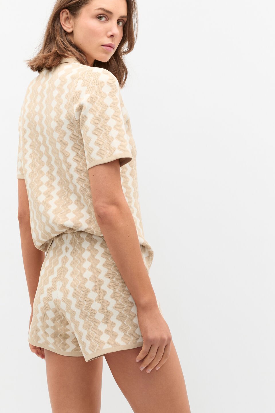 Jacquard Knit Short  Ecru