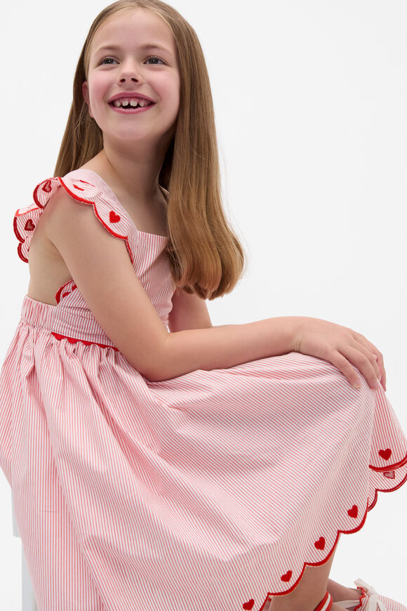 Scallop Stripe Dress  Strawberry Red  hi-res