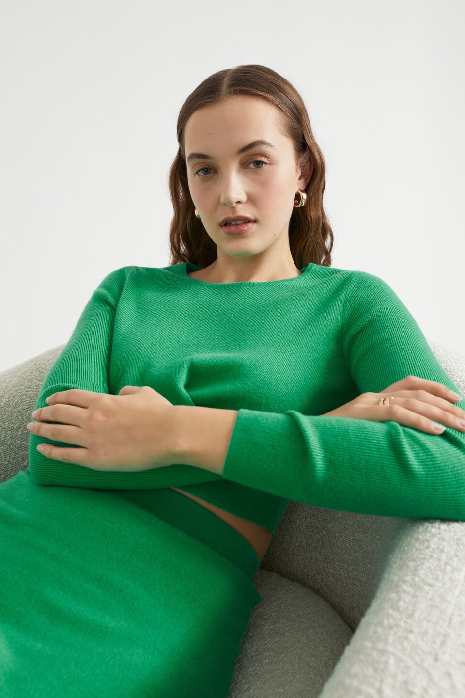 Cut Out Knit Sweater  Bright Mint