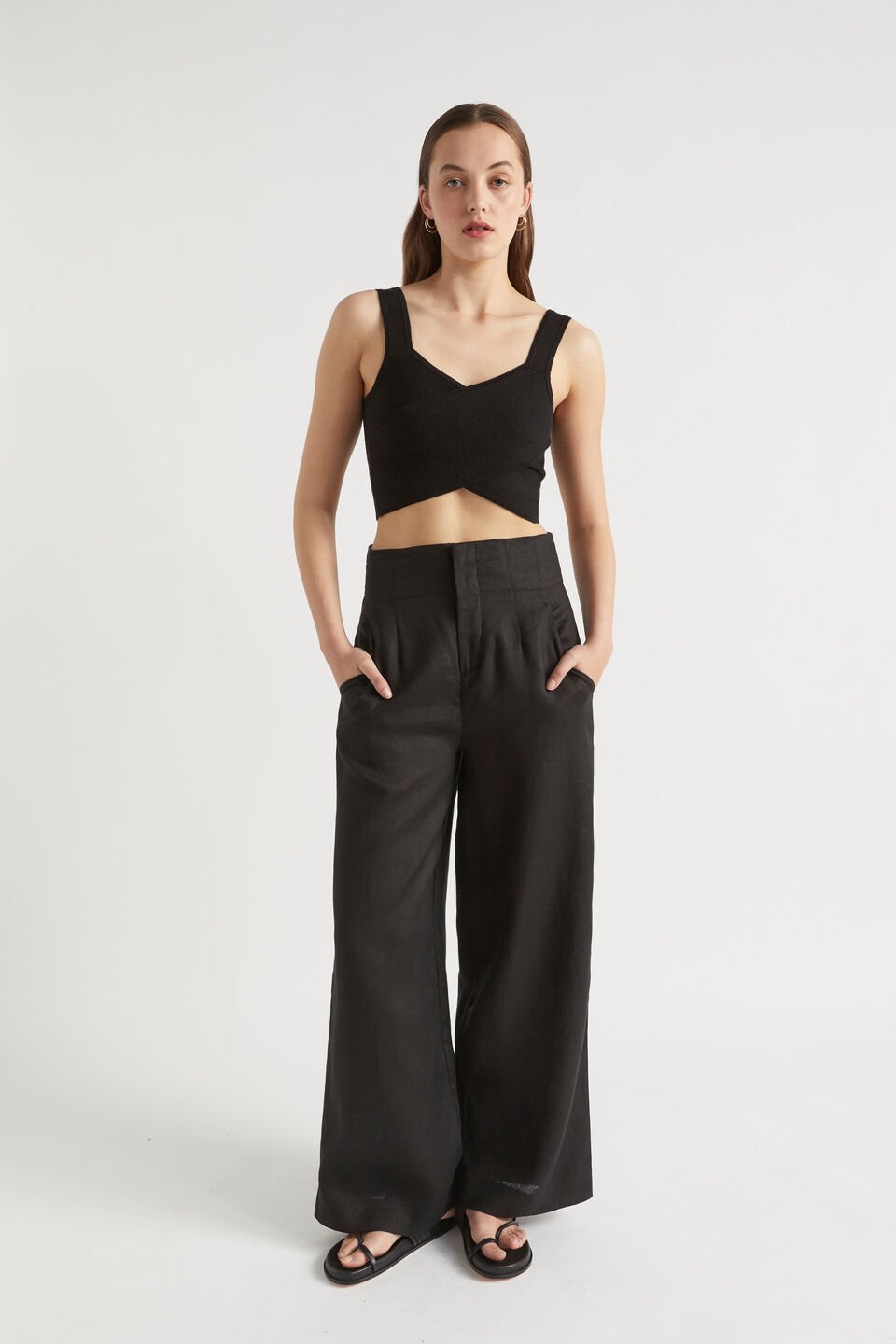 Cross Front Knit Top  Black