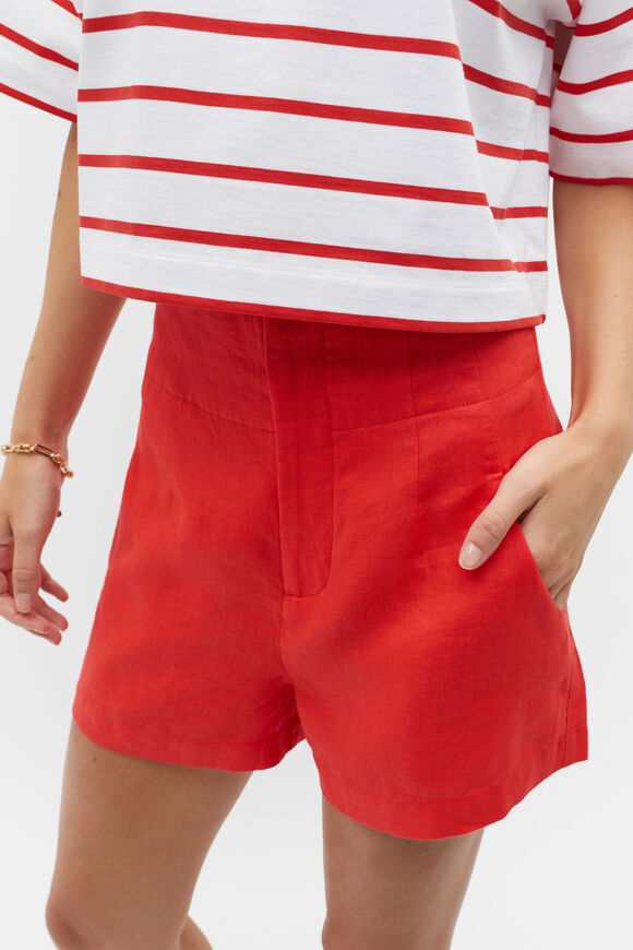 Core Linen Waisted Short  Strawberry Red  hi-res