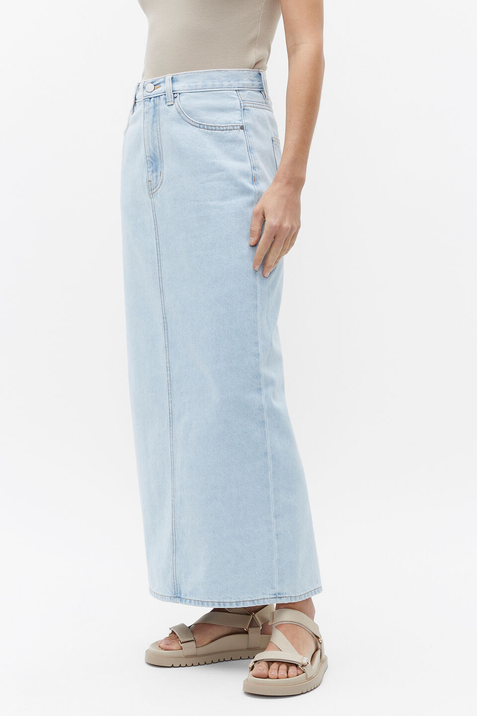 Denim Column Skirt  Glacier Denim