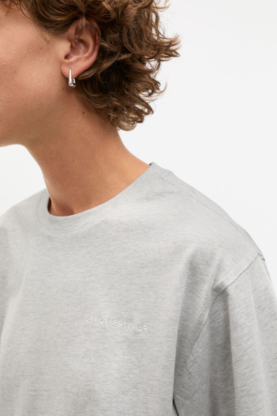 Heritage Embroidered Tee  Vintage Grey Marle