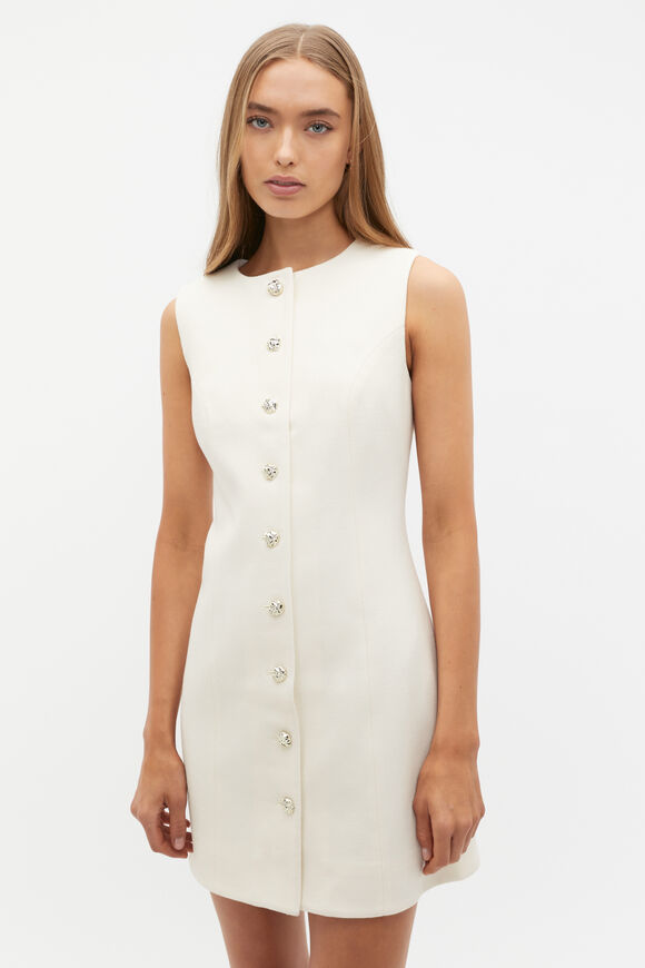 Wool Crepe Mini Dress  Cloud Cream  hi-res