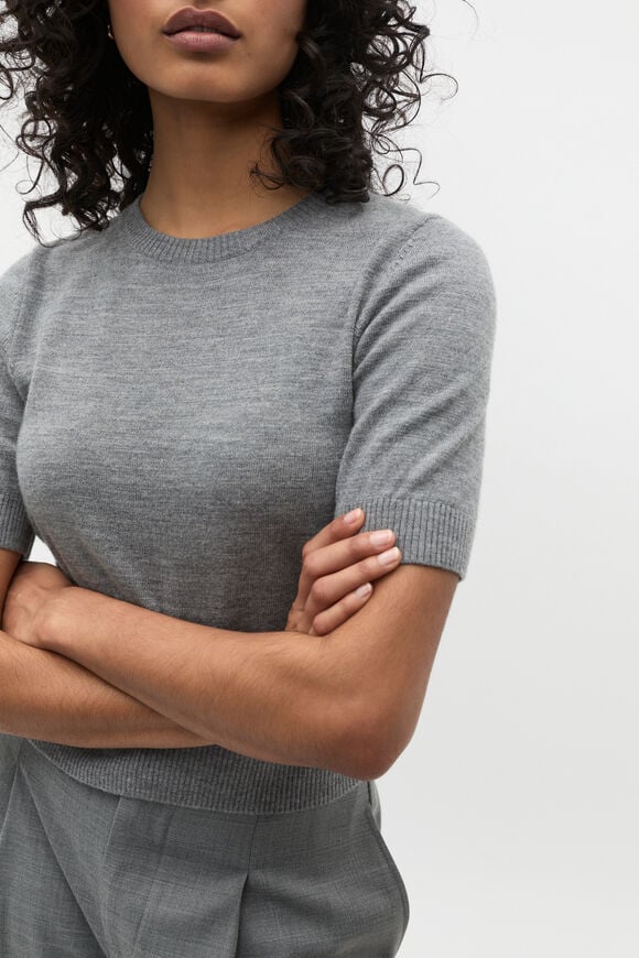 Australian Merino Crew Neck Tee  Wolf Marle  hi-res