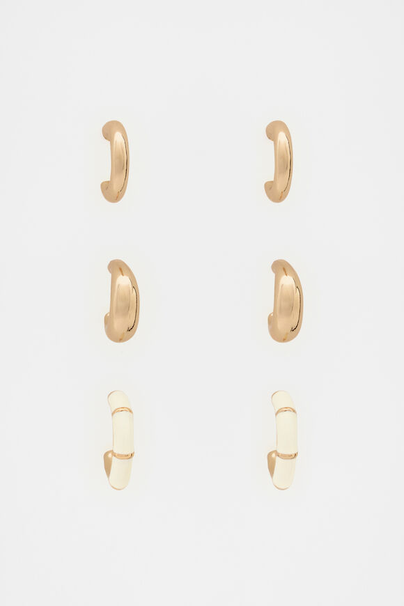 Enamel Hoop Ear Pack  Coconut Cream  hi-res