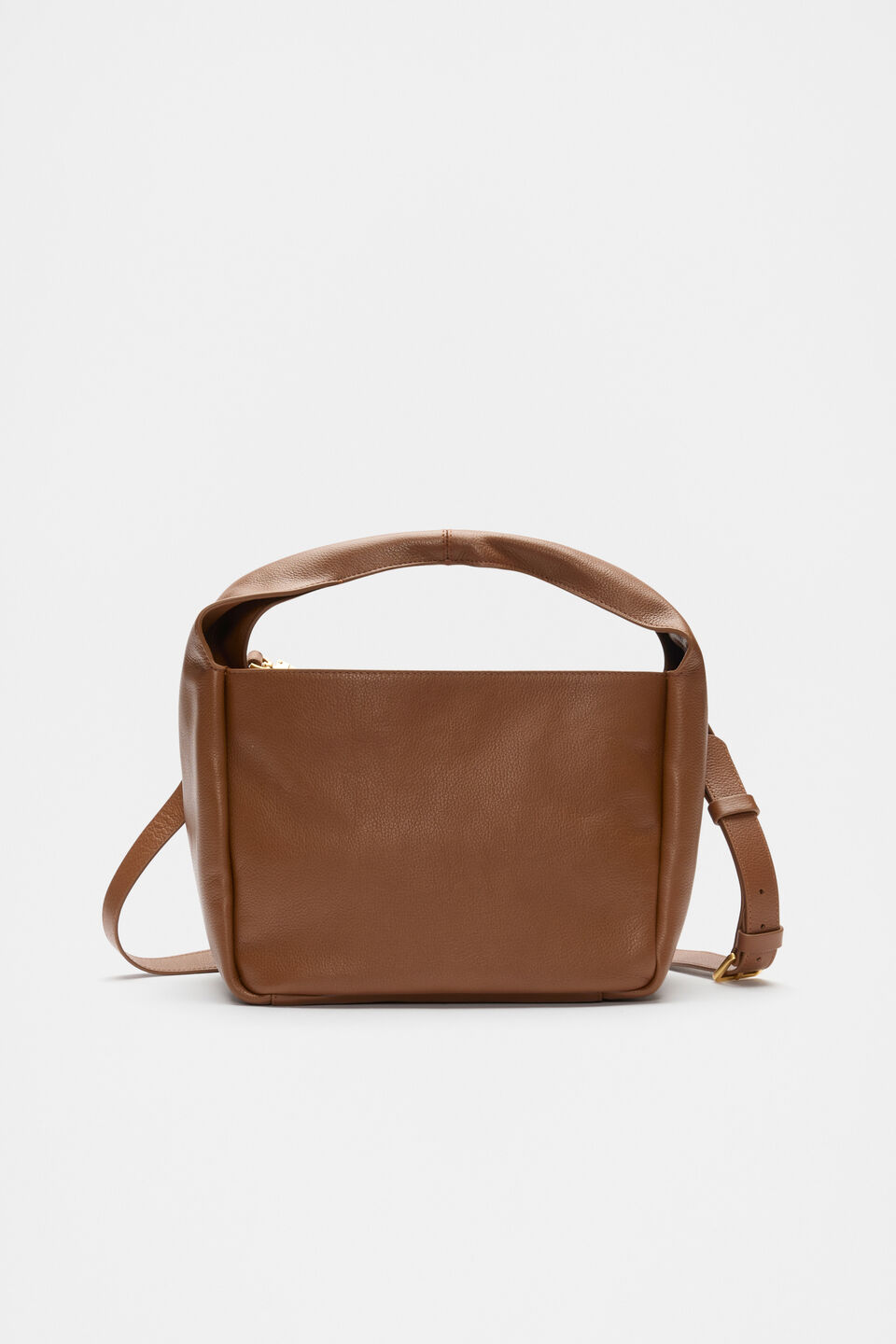 Leather Curved Mini Bag  Deep Tan