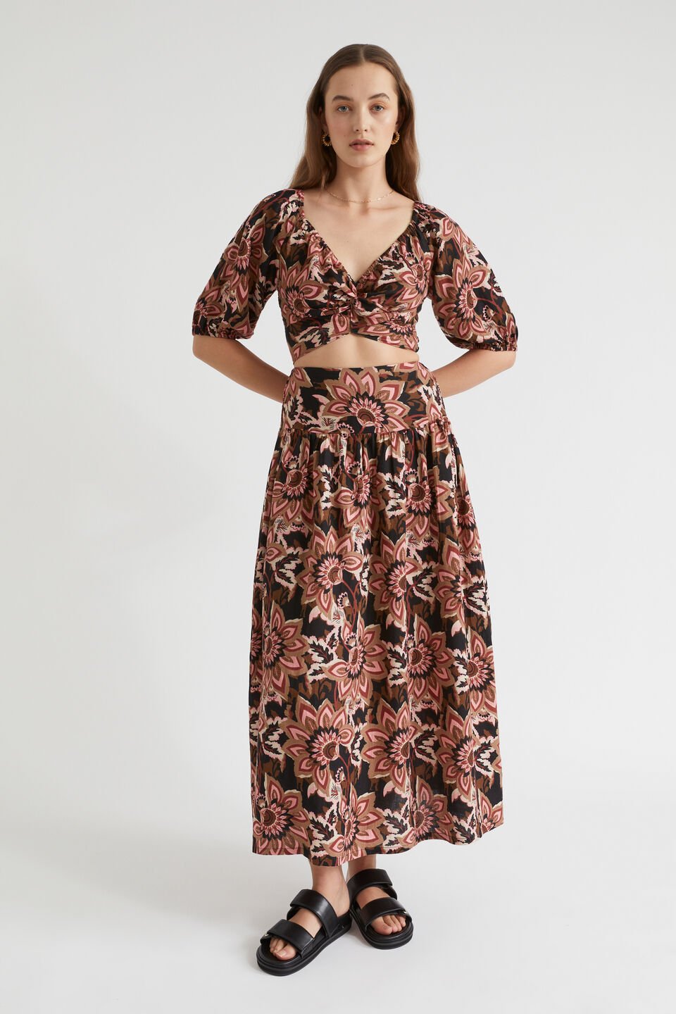 Floral Twist Front Crop Top  Vintage Floral